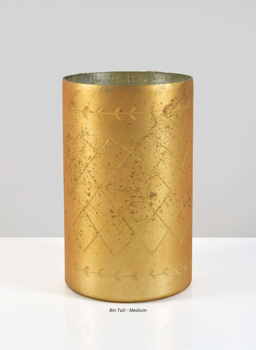 Valencia Aged Gold Mercury Glass Holder Decor Jamali Garden Gold 8in Tall - Medium EACH