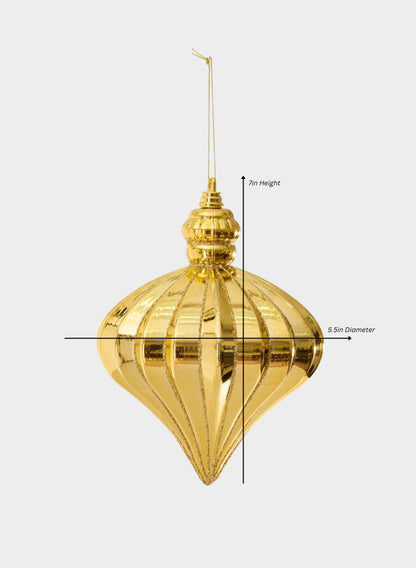 7in Long Gold Glittered Plastic Onion Ornament