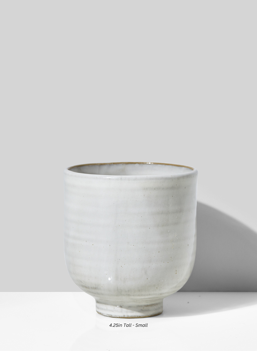 Glazed Ceramic Pedestal Bowl, Set of 2 Decor Jamali Garden White/Grey/Brown 4.25in Tall - Small SET OF 2