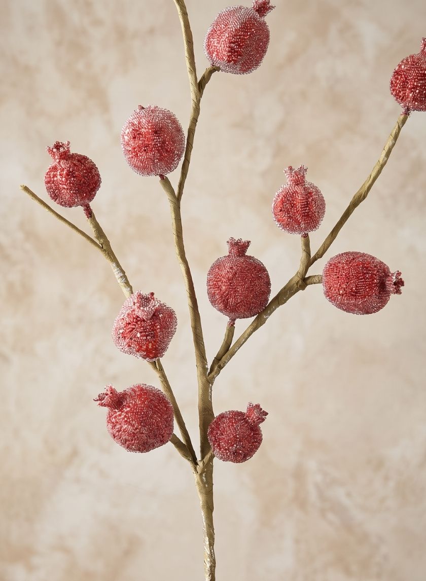 27in Long Beaded Pomegranate Spray Decor Jamali Garden