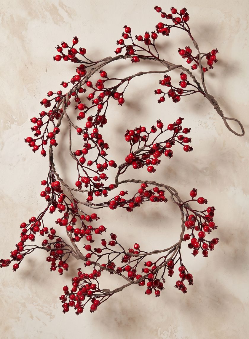 55in Long Red Berry Garland, Case of 6 Decor Jamali Garden
