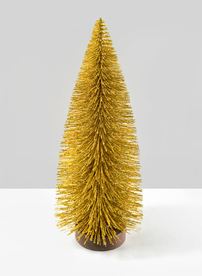 9.5in Tall Gold Frost Tabletop Bottle Brush Christmas Tree, Bundle of 12 Decor Jamali Garden