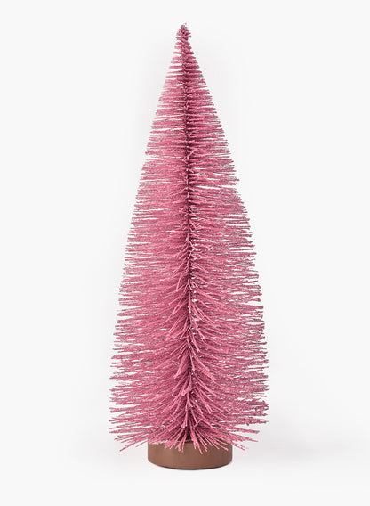 10in Tall Pink Frost Glittered Tabletop Christmas Tree, Case of 12 Decor Jamali Garden