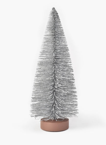 10in Tall Silver Frost Glittered Tabletop Christmas Tree, Case of 12 Decor Jamali Garden