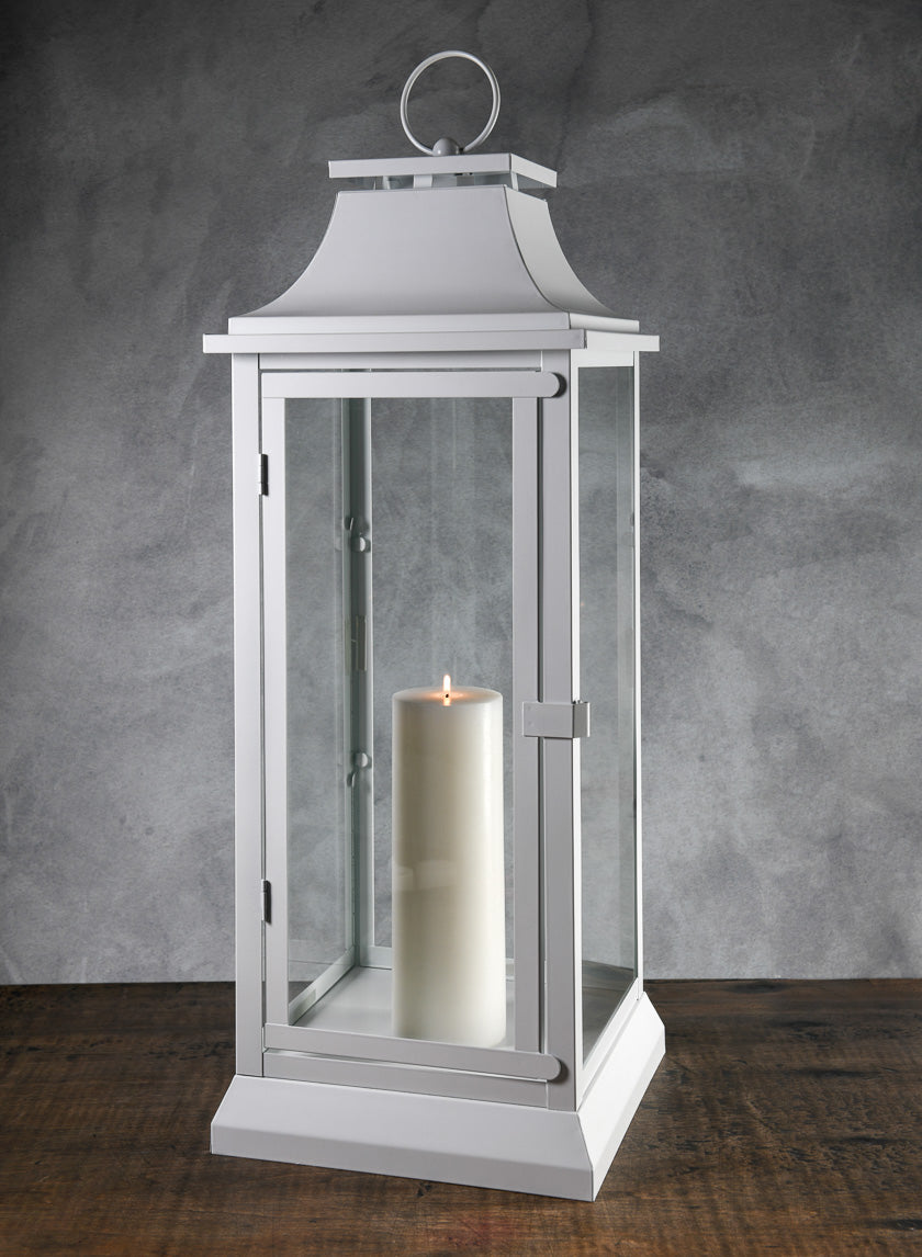 White Hampton Lantern Decor Jamali Garden