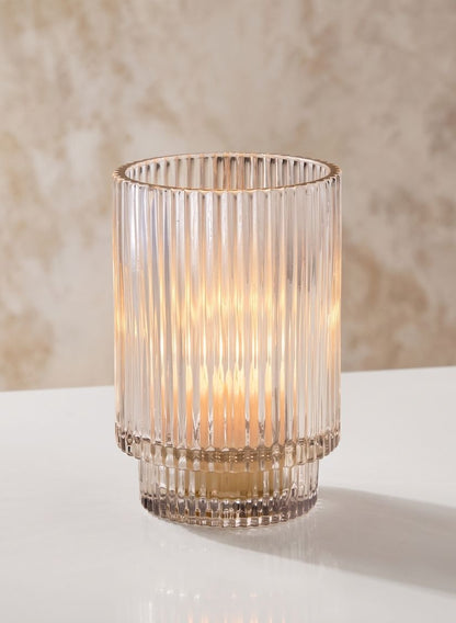 5in Tall Pleated Glass Votive Holder Decor Jamali Garden