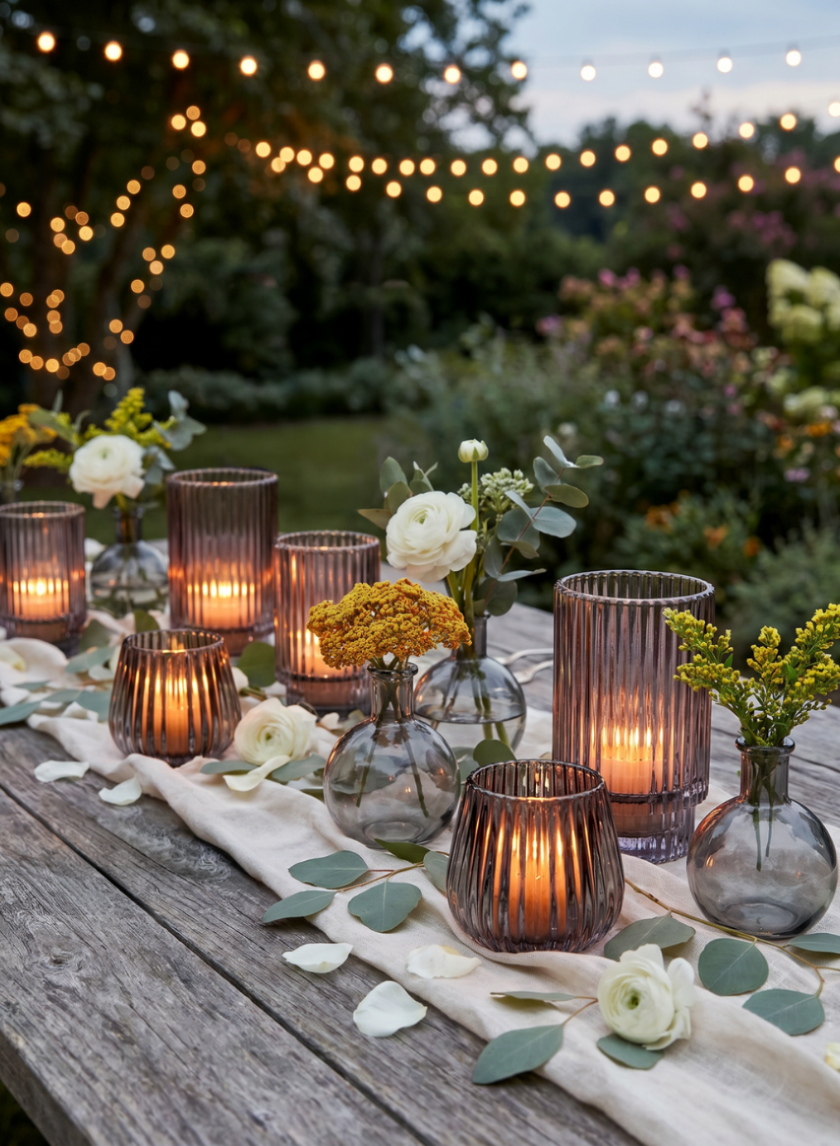 Smokey Gray Glass Votive Holder | Jamali Garden