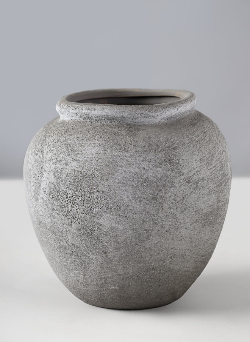 7in Tall Iquitos Venetian Grey Ceramic Jar Vase Decor Jamali Garden