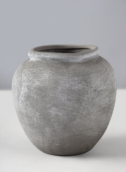 7in Tall Iquitos Venetian Grey Ceramic Jar Vase Decor Jamali Garden