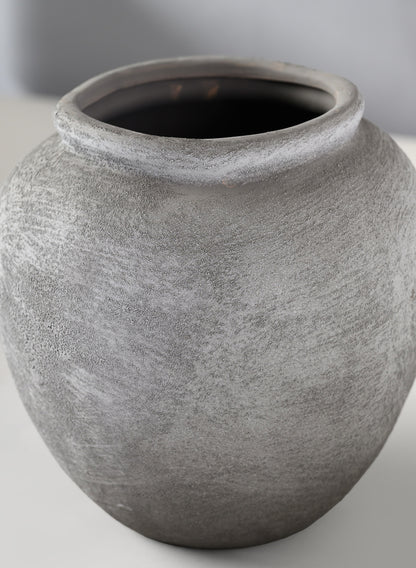 7in Tall Iquitos Venetian Grey Ceramic Jar Vase Decor Jamali Garden