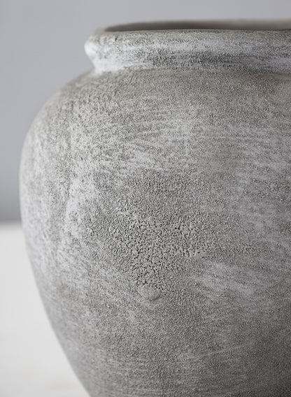 7in Tall Iquitos Venetian Grey Ceramic Jar Vase Decor Jamali Garden