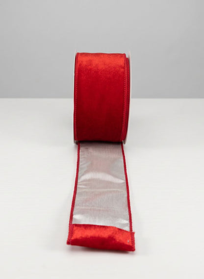 2.5in x 10 yards Holiday Red Velvet Wired Ribbon