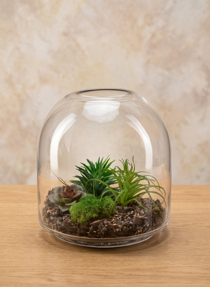 7.75in Tall Victoria Glass Terrarium, Small Decor Jamali Garden