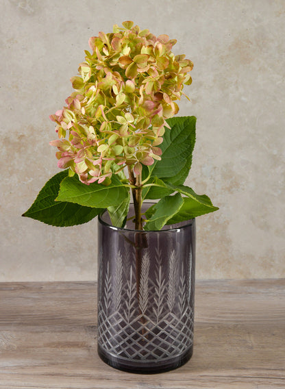 Almira Palm Smoke Gray Cut Work Glass Cylinder Decor Jamali Garden
