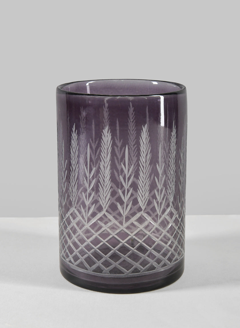Almira Palm Smoke Gray Cut Work Glass Cylinder Decor Jamali Garden