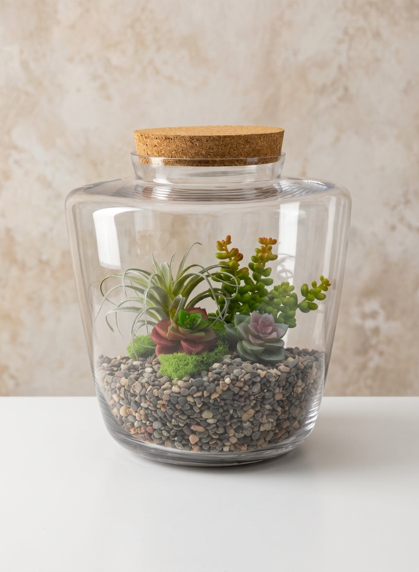 11in Tall Pantanal Glass Terrarium with Cork, Large