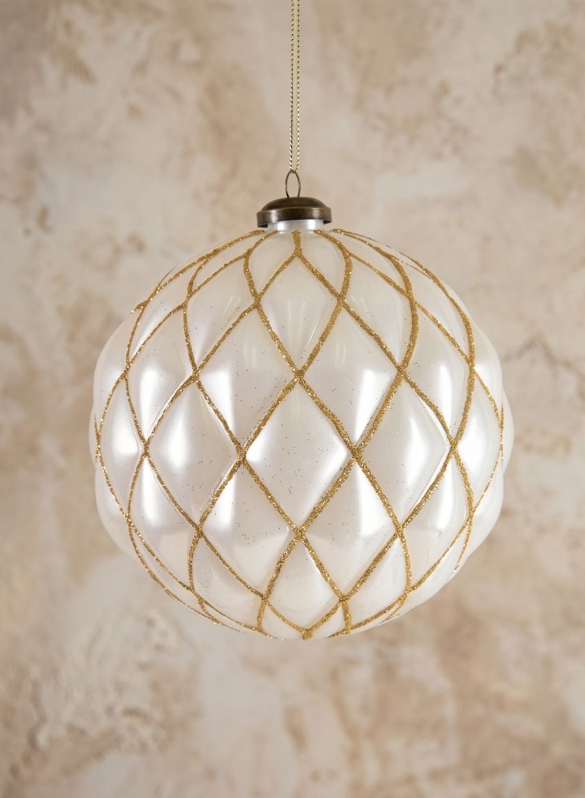 6in Round Pearl Gold Line Plastic Ornament Decor Jamali Garden