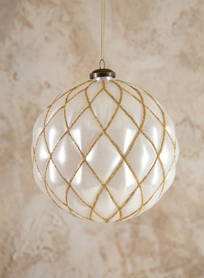 6in Round Pearl Gold Line Plastic Ornament Decor Jamali Garden