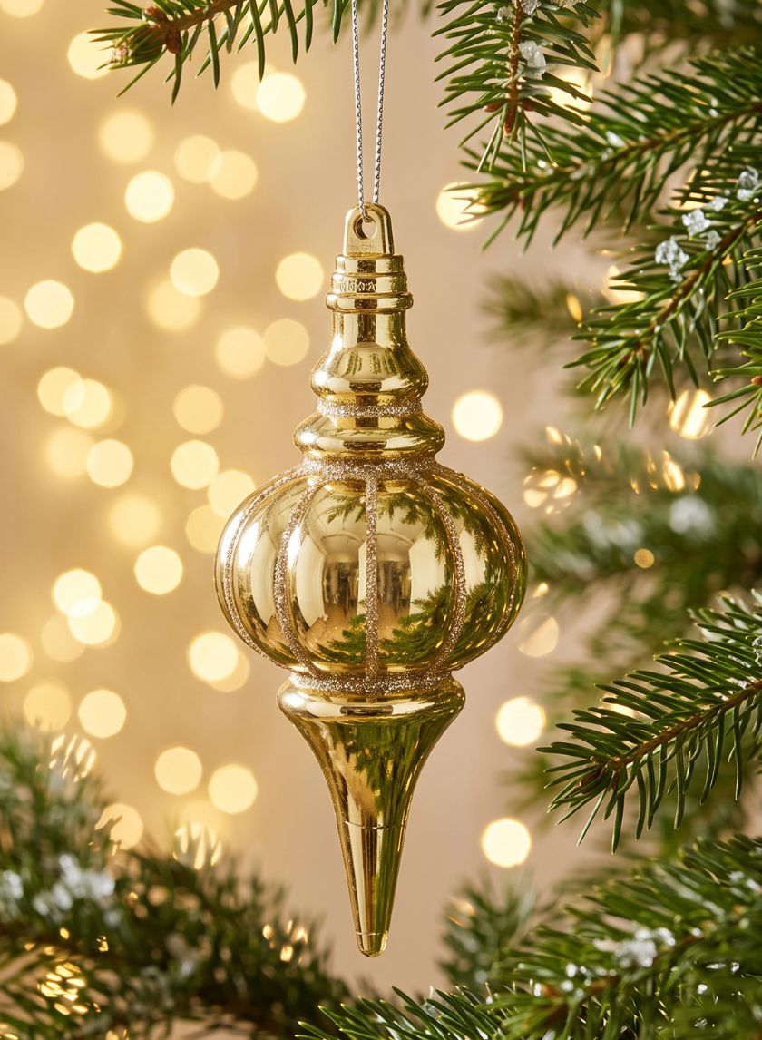 5in Long Gold Glittered Plastic Finial Ornament Decor Jamali Garden