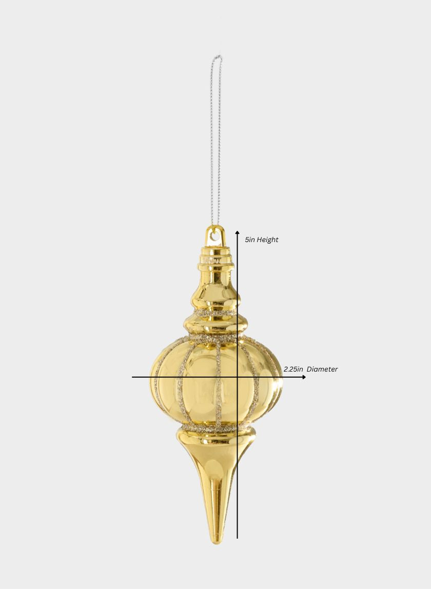 5in Long Gold Glittered Plastic Finial Ornament
