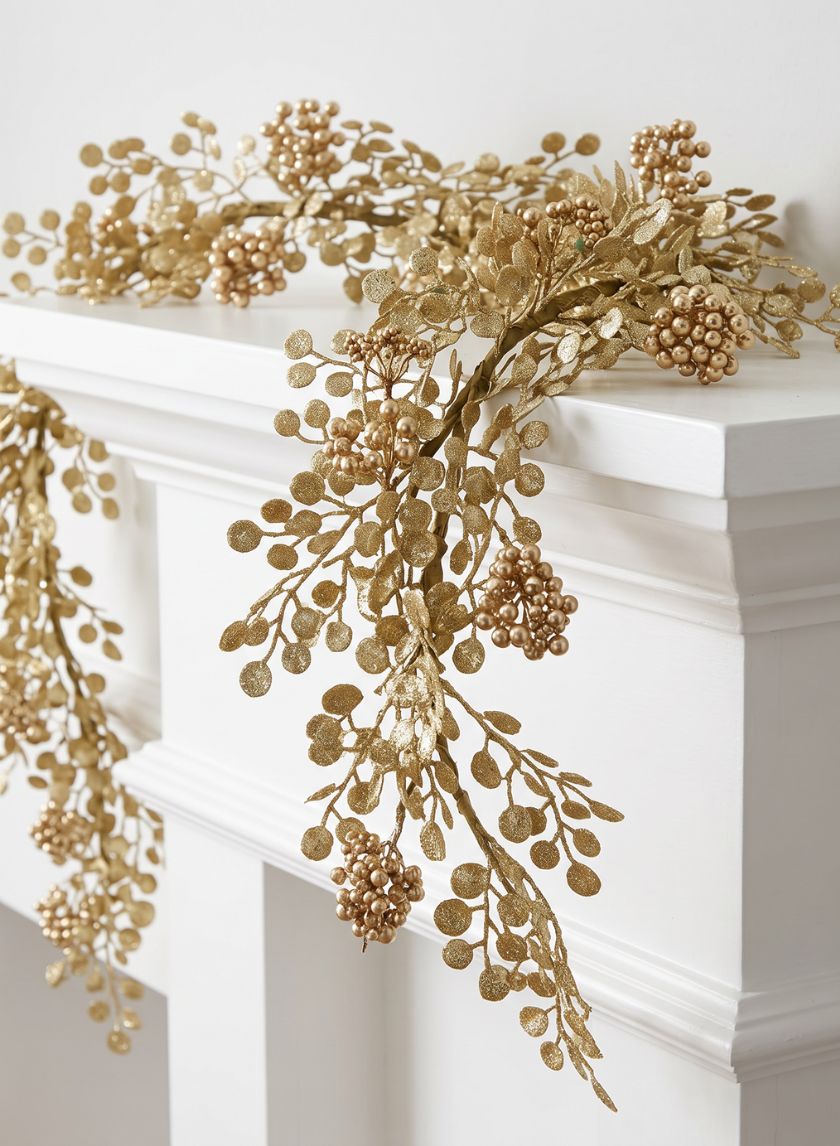60in Long Gold Glitter Garland Decor Jamali Garden