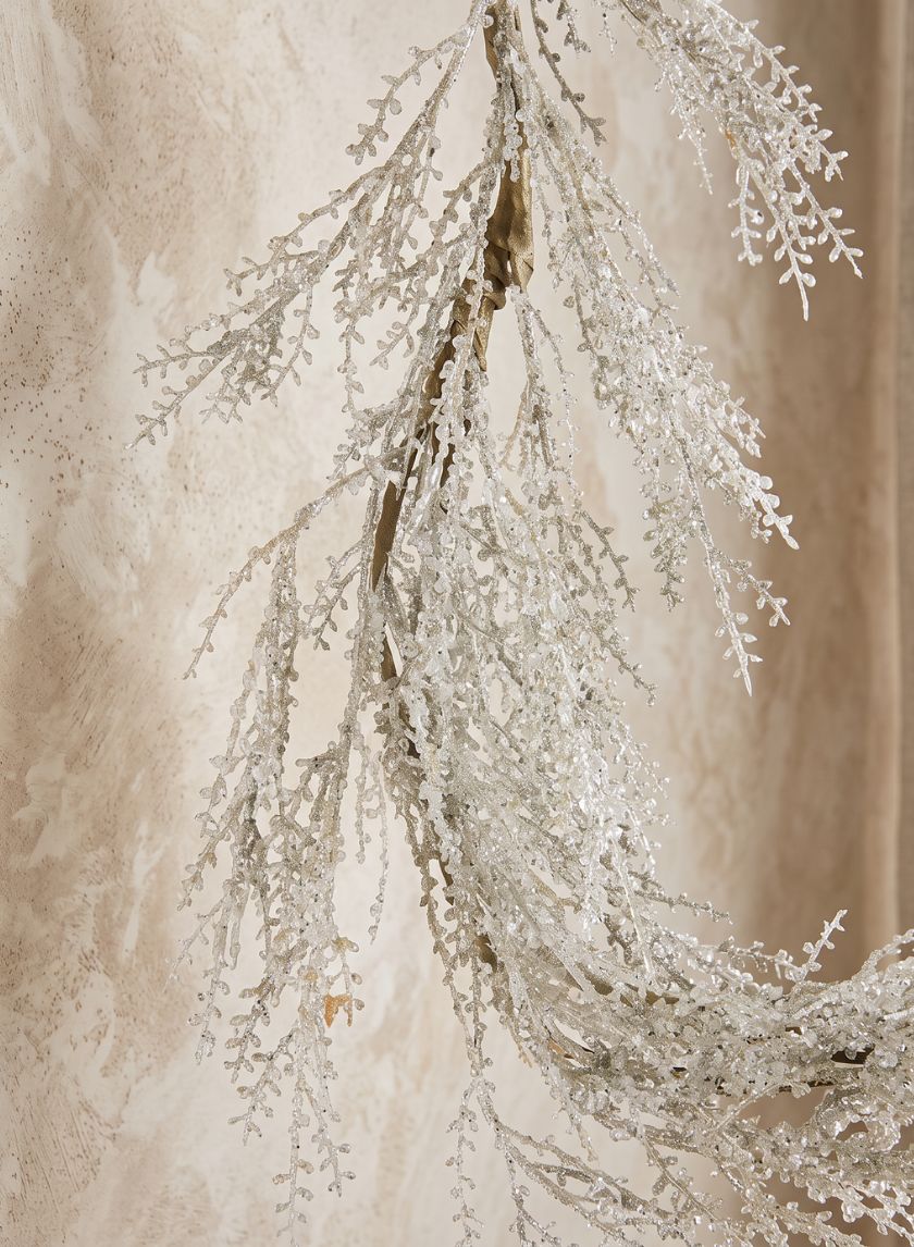 60in Long Frosted Silver Garland Decor Jamali Garden