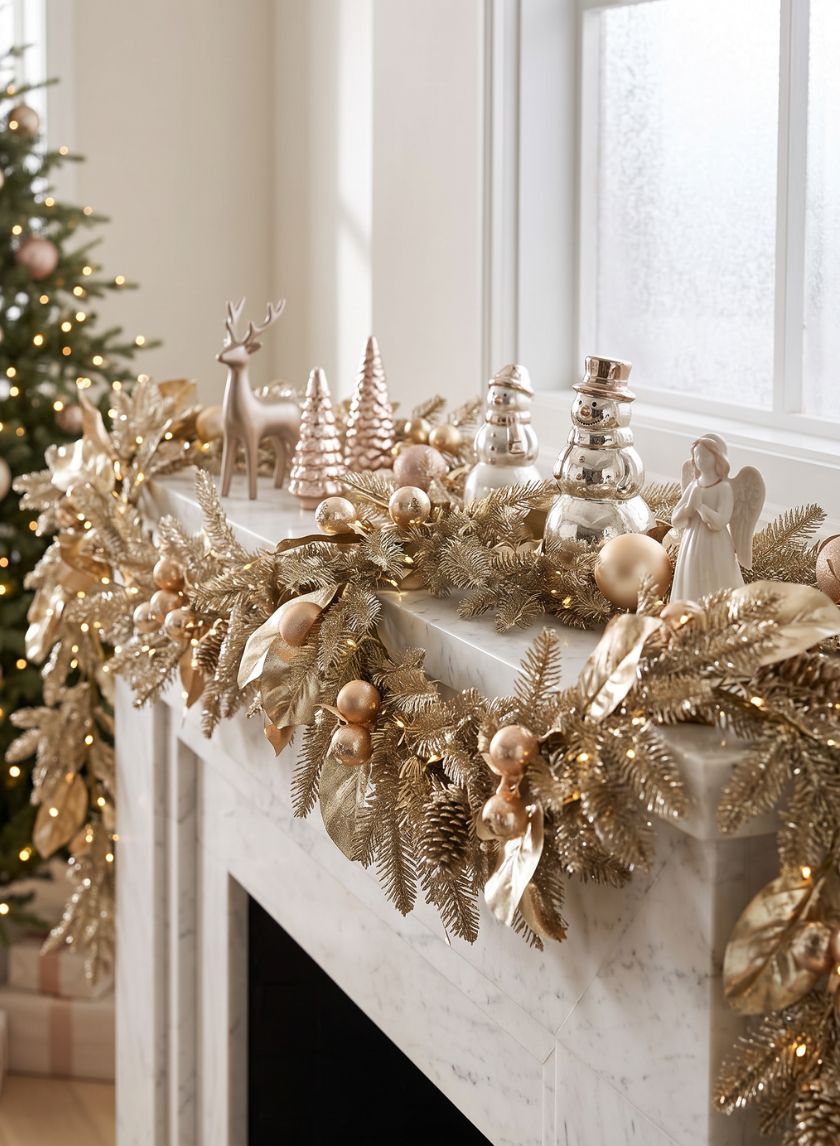 65in Long Metallic Magnolia Leaves and Berry Garland Decor Jamali Garden