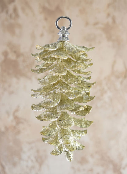 10in Long Gold Glitter Pinecone Decor Jamali Garden