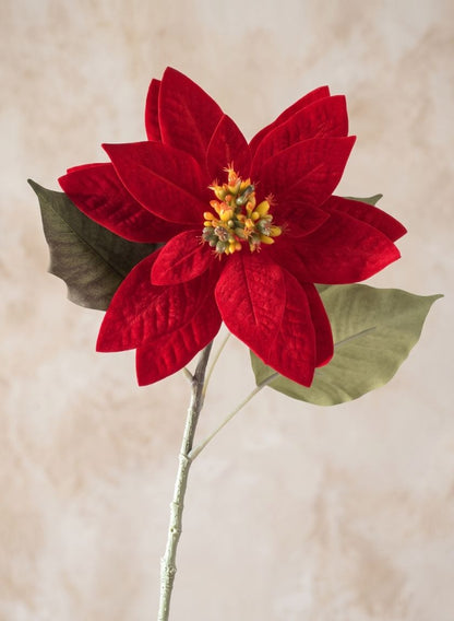 24in Long Real Touch Real Look Red Poinsettia Stem Decor Jamali Garden