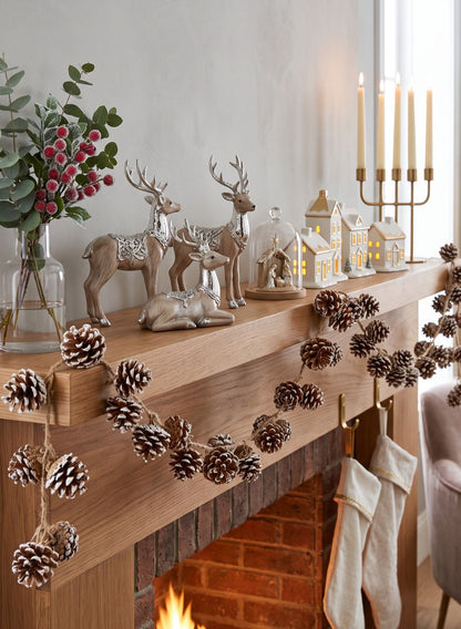 6ft Long White Tips Pinecones Garland Decor Jamali Garden