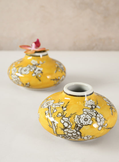 4in Wide Ming Safron Bud Ceramic Vase, Set of 2 Decor Jamali Garden