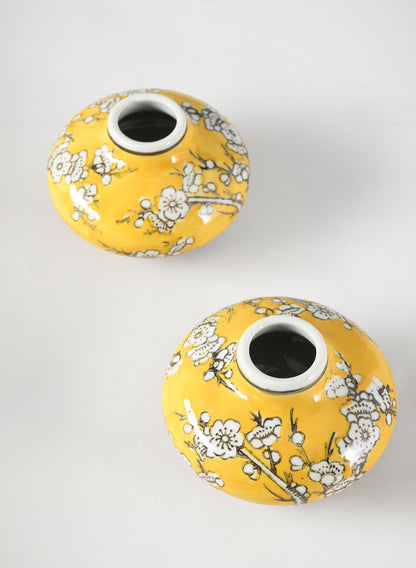 4in Wide Ming Safron Bud Ceramic Vase, Set of 2 Decor Jamali Garden