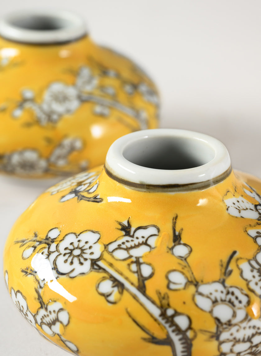 4in Wide Ming Safron Bud Ceramic Vase, Set of 2 Decor Jamali Garden