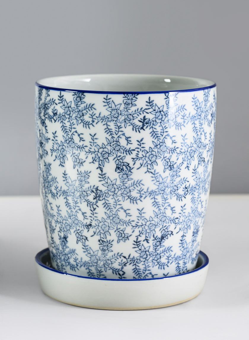 8in Tall Provence Ceramic Planter with Saucer Decor Jamali Garden