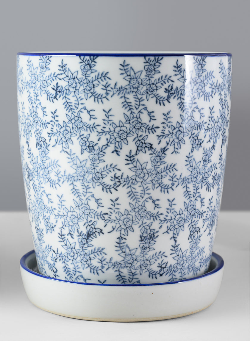 8in Tall Provence Ceramic Planter with Saucer Decor Jamali Garden