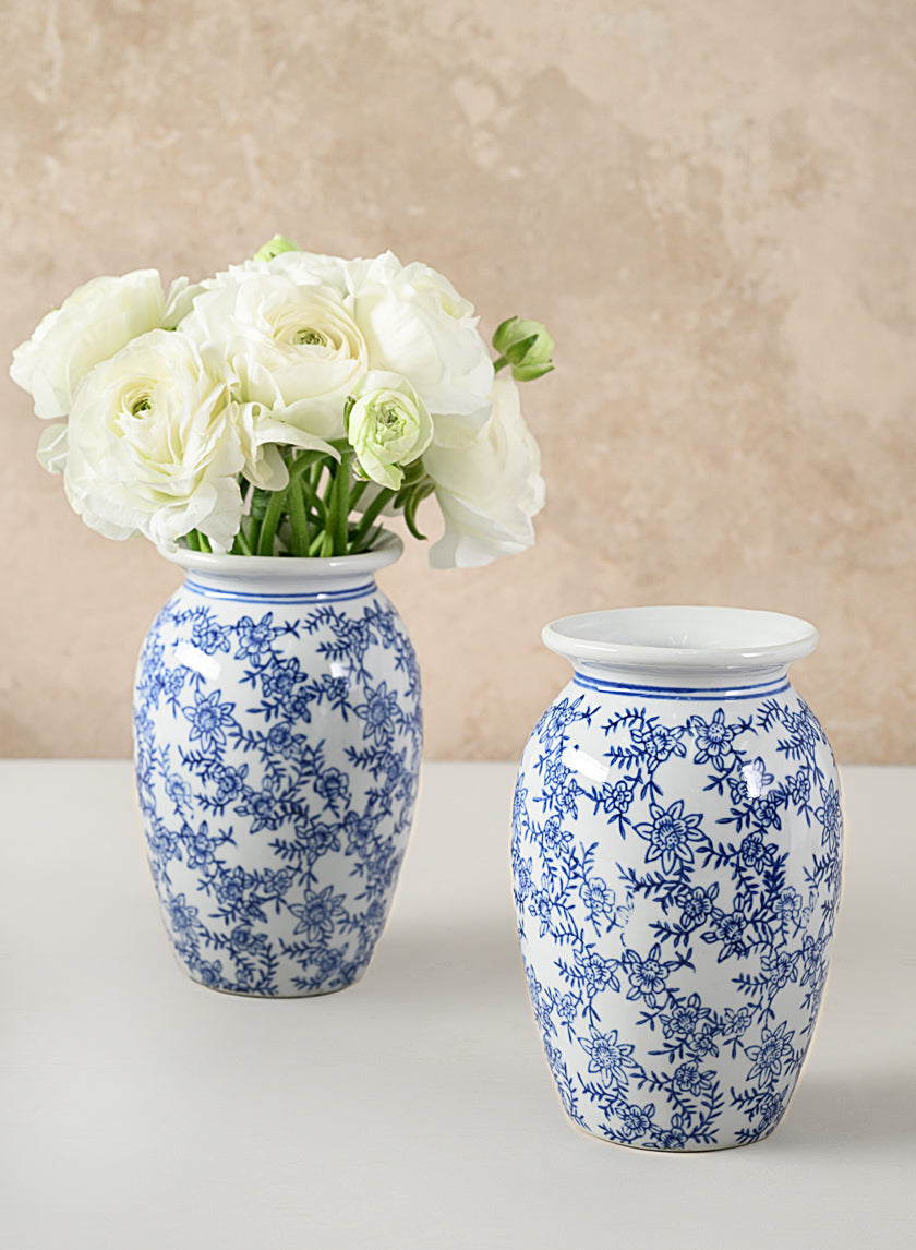 6in Tall Provence Ceramic Vase, Set of 2