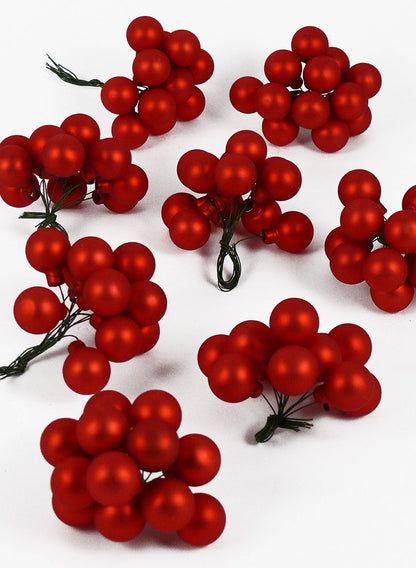 1in Round Matte Red Glass Balls on Picks (25mm), Set of 144 Decor Jamali Garden