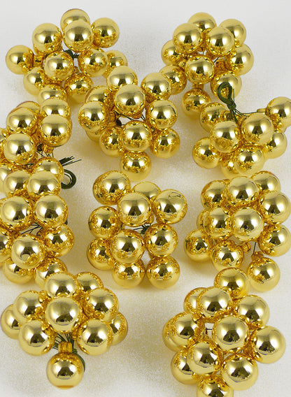 1in Round Shiny Gold Glass Balls on Picks (25mm), Set of 144 Decor Jamali Garden