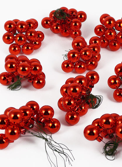 1in Round Shiny Red Glass Balls on Picks (25mm), Set of 144 Decor Jamali Garden