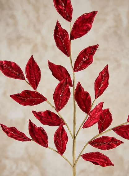 28in Long Glittered Holly Leaves Spray Decor Jamali Garden