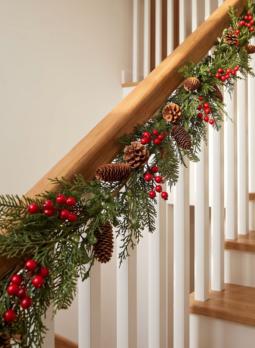 60in Long Pine and Berry Garland Decor Jamali Garden