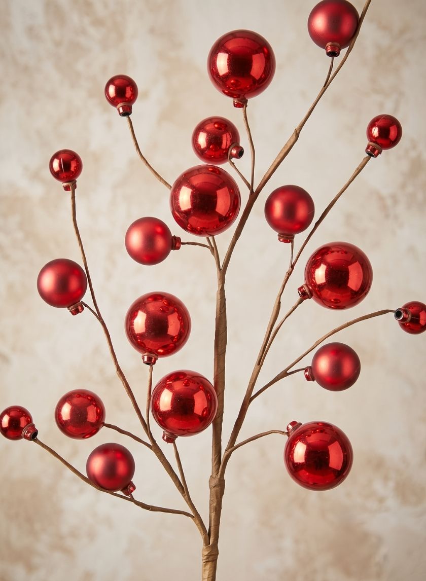 31in Long Red Ball Spray Decor Jamali Garden