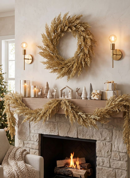65in Long Gold Glitter Cedar Garland Decor Jamali Garden