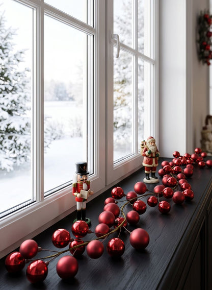 69in Long Red Ball Garland Decor Jamali Garden