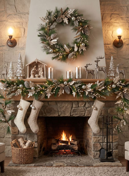 60in Long Poinsettia Garland Decor Jamali Garden