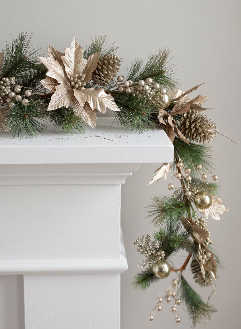 60in Long Poinsettia Garland Decor Jamali Garden