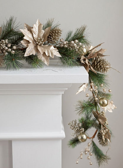 60in Long Poinsettia Garland Decor Jamali Garden