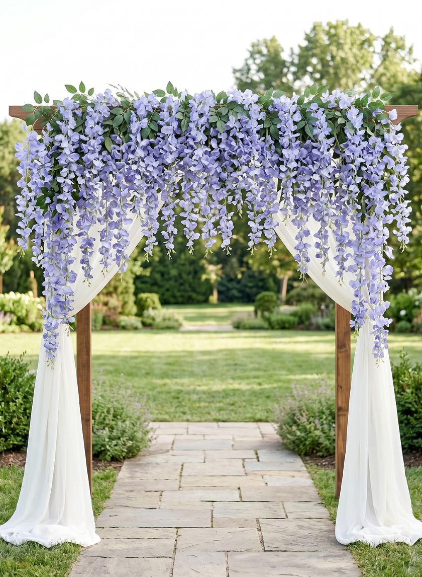 49in Long Triple Large Blue Wisteria Spray Decor Jamali Garden