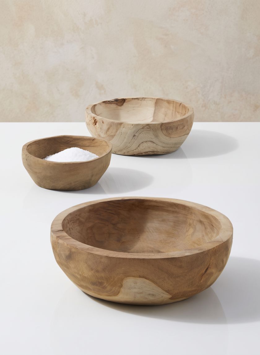 Teak Wood Bowls, Set of 4 Decor Jamali Garden
