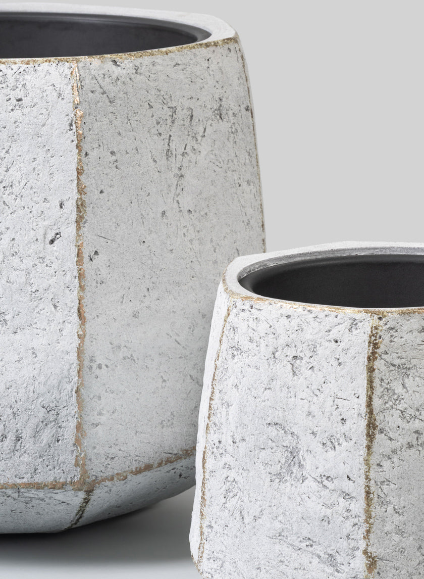 Kesari Aged White Fiberglass Planter Decor Jamali Garden